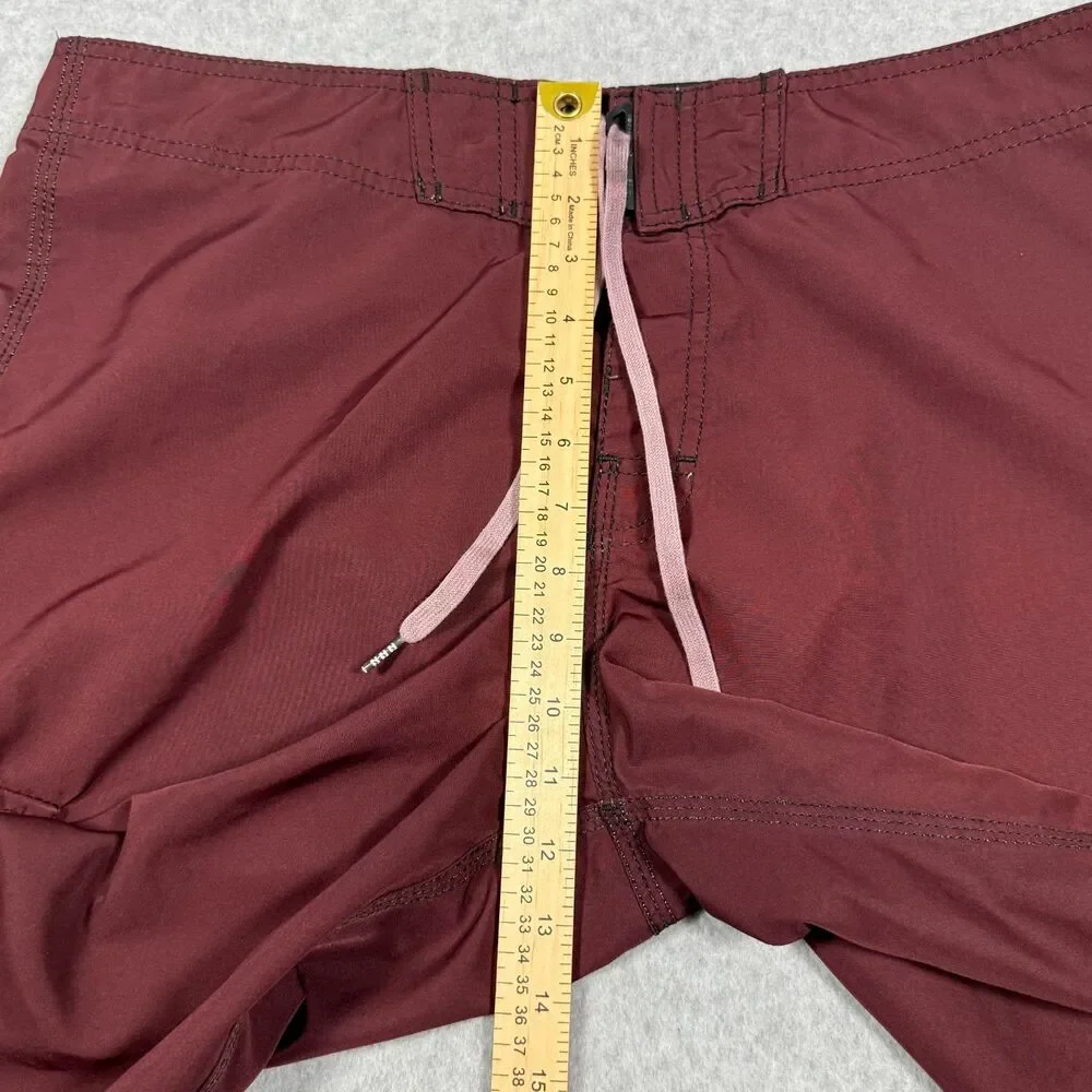 Vintage Y2K Era Billabong Maroon Polyester Cargo Board Shorts Size 36